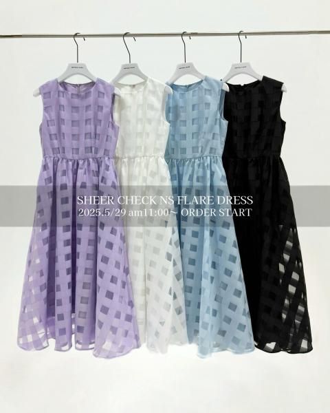 SHEER CHECK NS FLARE DRESS