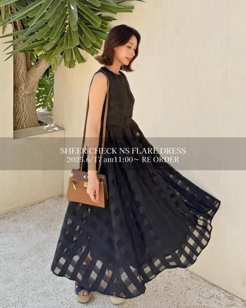 BLACKRE ORDERSHEER CHECK NS FLARE DRESS6/17am11:00~