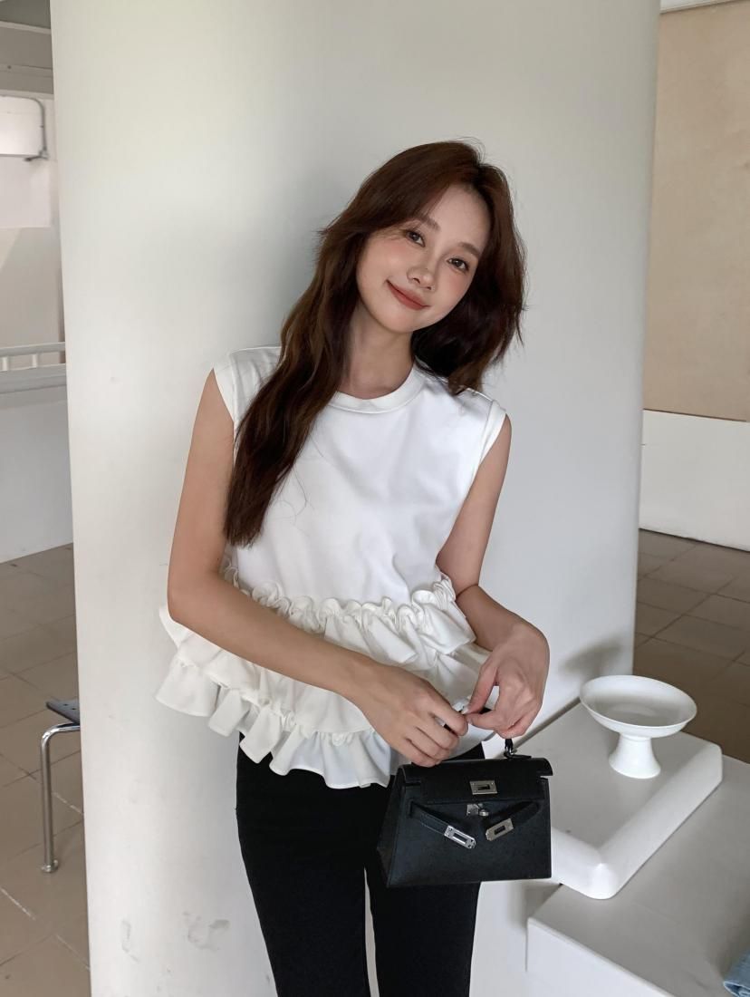 BIRTHDAYBATH 2WAY NECK FRILL SET UP ブラック HEM FRILL LINEN SET UP - BIRTHDAY BASH