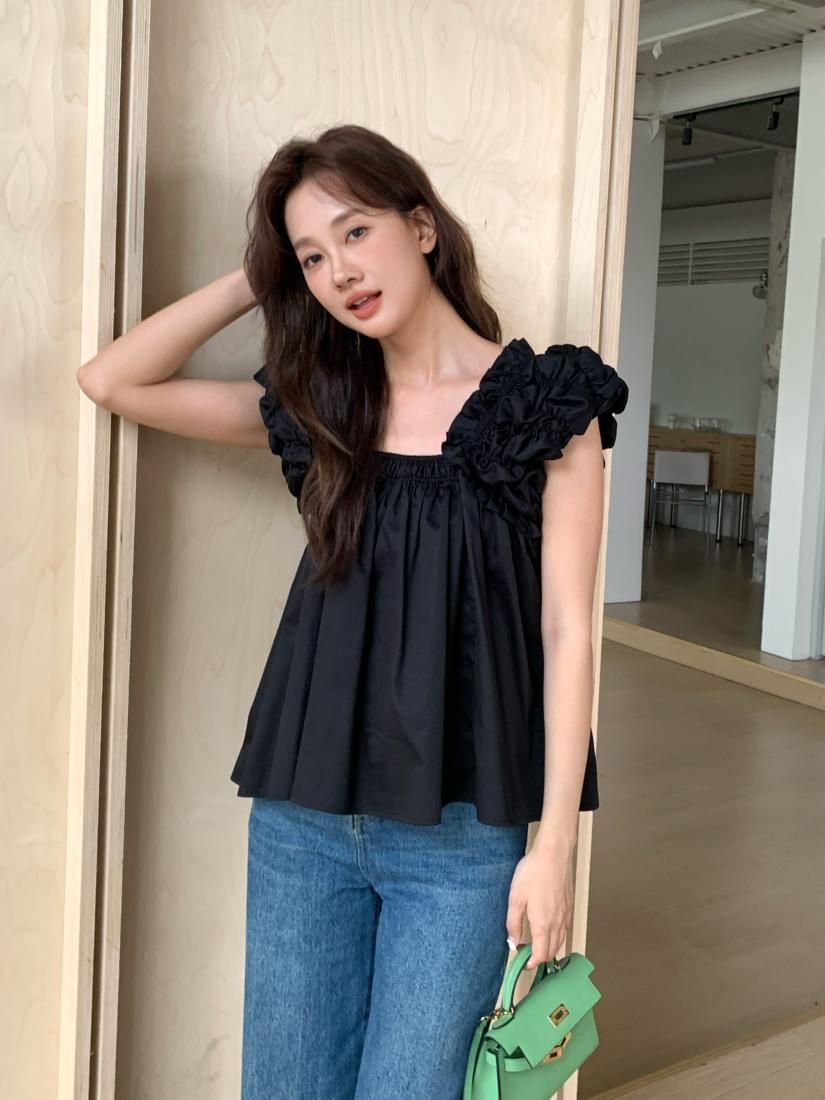 50% OFF】GATHER SHOULDER FRILL TOPS - BIRTHDAY BASH