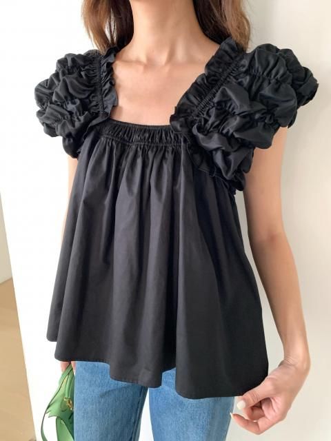 GATHER SHOULDER FRILL TOPS