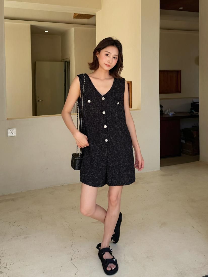 【新品タグ付き】Layered Romper /レイヤードロンパース ブラックS 新品タグ付き】Layered Romper /レイヤードロンパース ブラックS