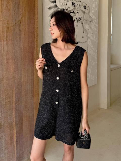 METAL BUTTON SHORT ROMPERS
