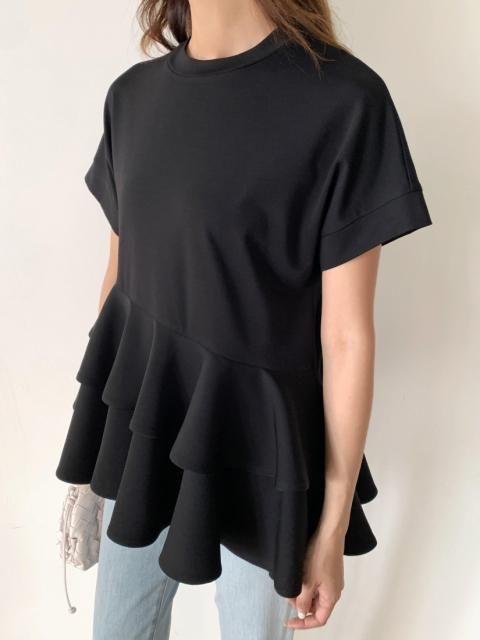 ASYMMETRY FRILL HEM TOPS