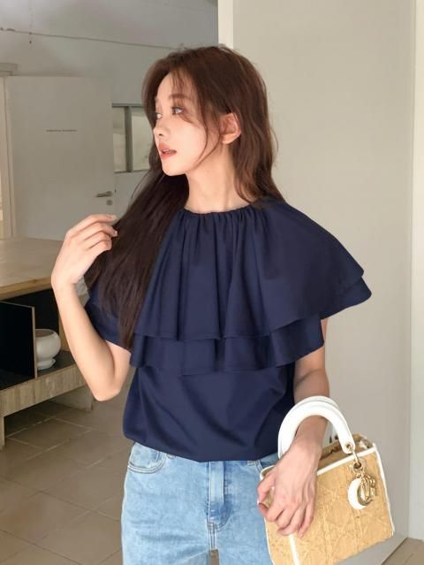 2WAY FRILL COLLAR TOPS