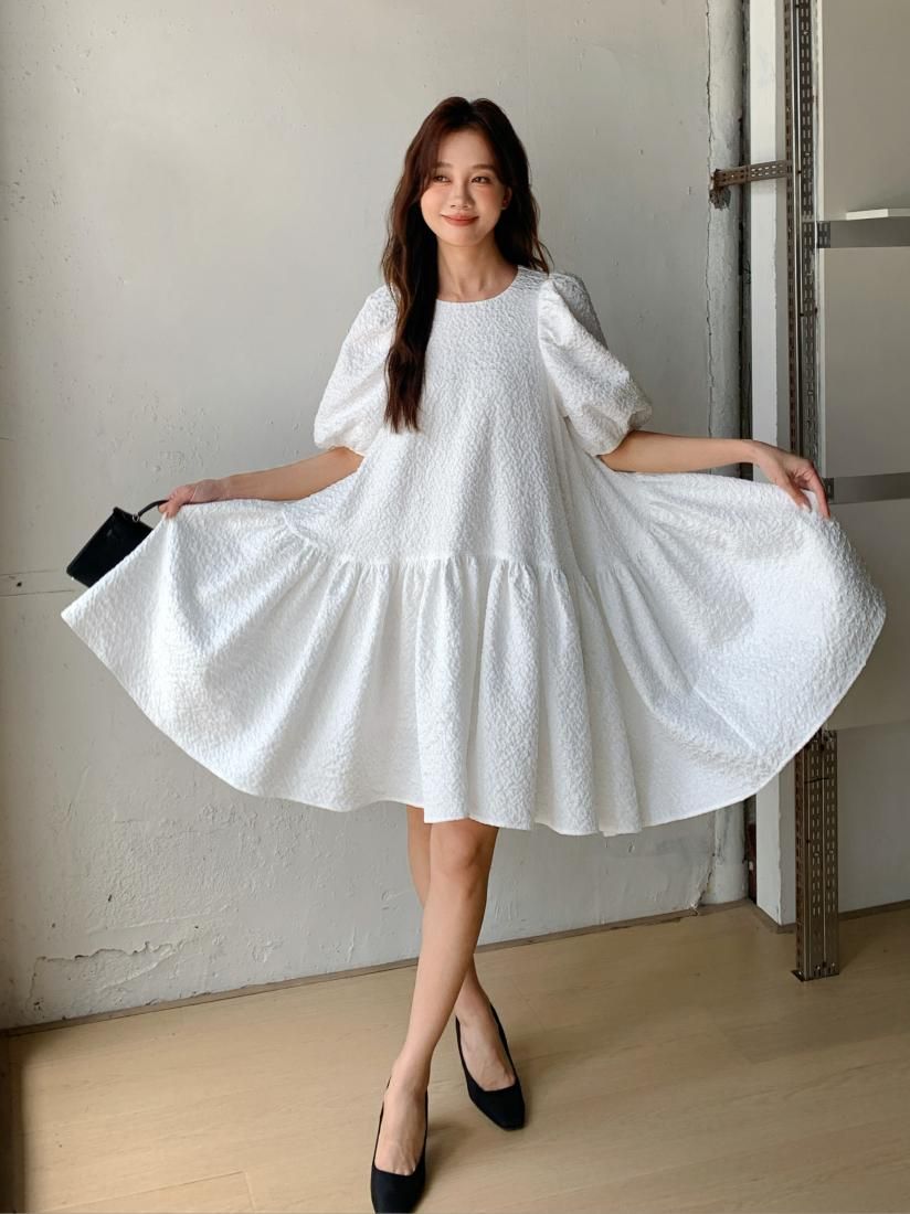 JACQUARD PUFF MIDI DRESS - BIRTHDAY BASH