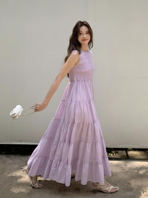 SHIRRING TIERED DRESS