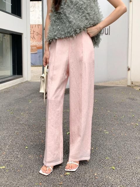 SHEER STRAIGHT TUCK PANTS