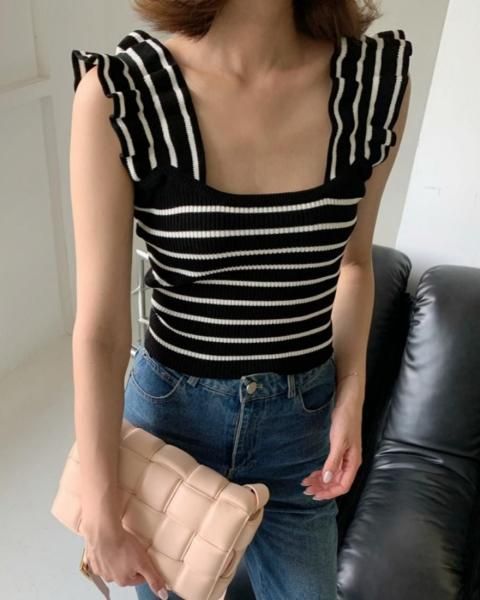 FRILL SHOULDER KNIT CAMISOLE