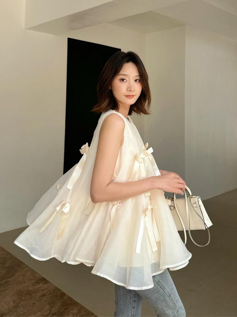 【新品未着用】birthdaybash CAPE RIBBON BLOUSE RIBBON FLARE TOPS - BIRTHDAY BASH