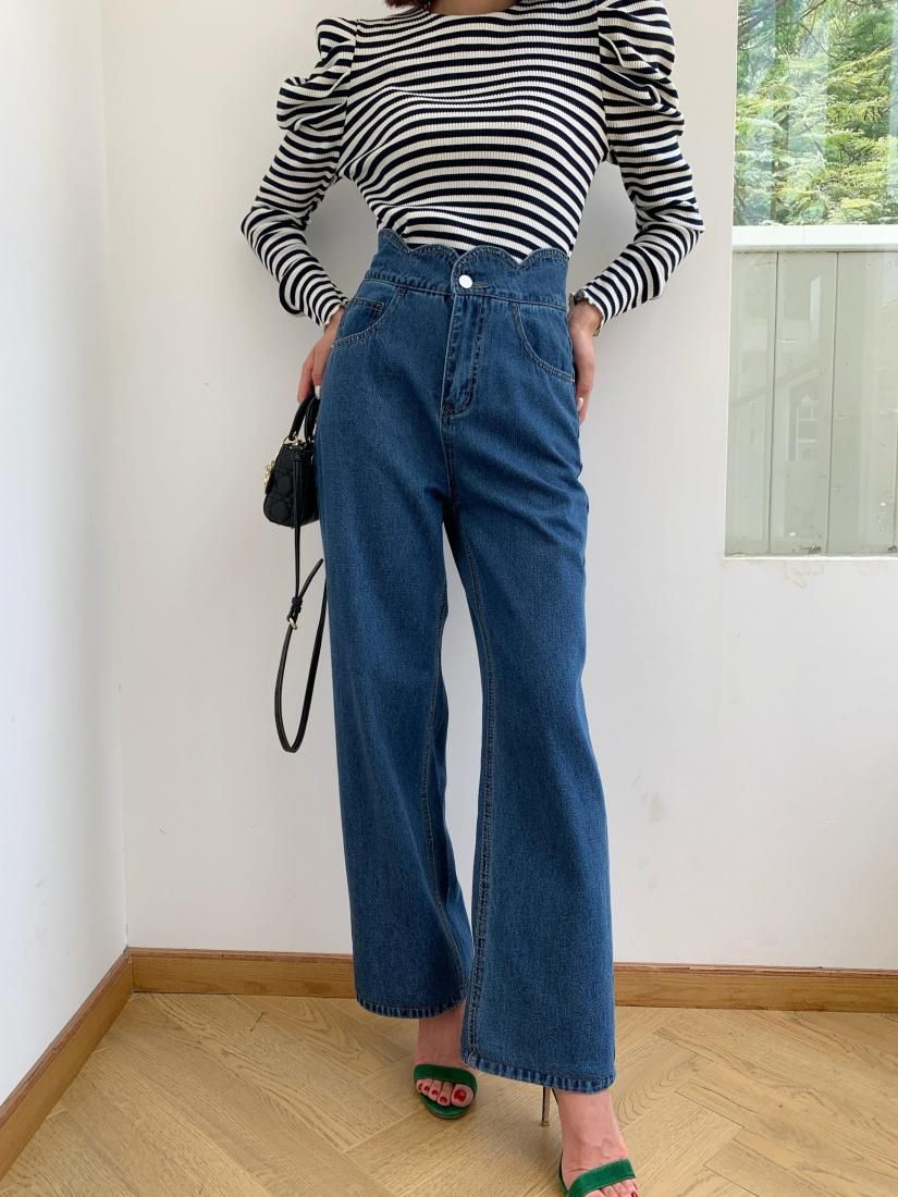 SCALLOPED SEMI WIDE DENIM - BIRTHDAY BASH