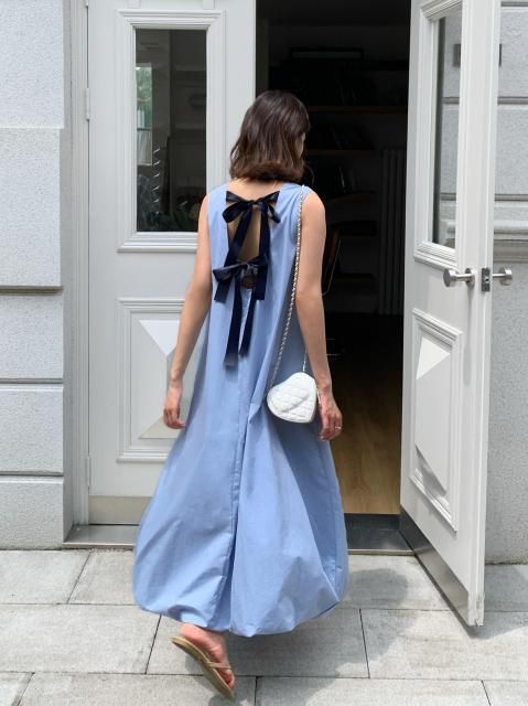 BACK RIBBON BALLOON DRESS