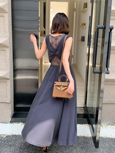 2WAY BACK LACE DRAPE DRESS