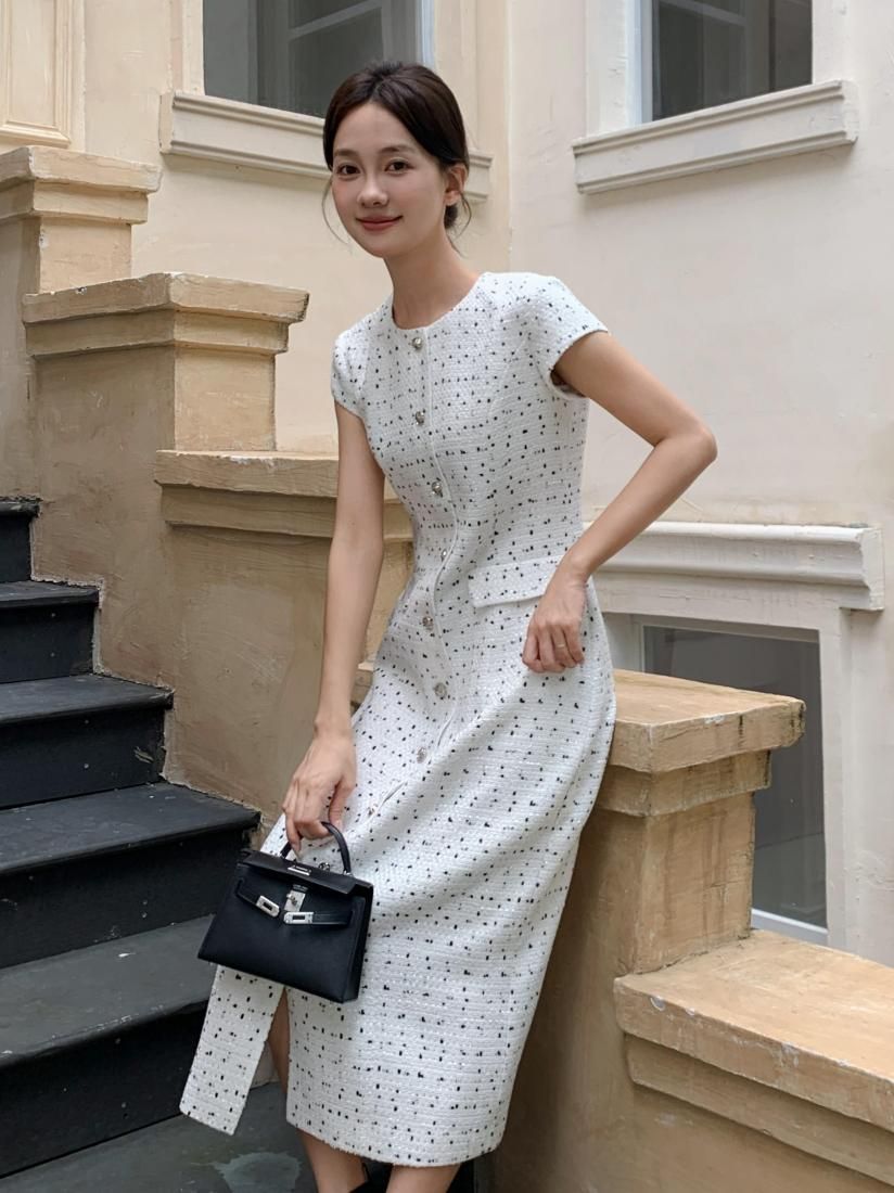 SUMMER TWEED I LINE DRESS - BIRTHDAY BASH