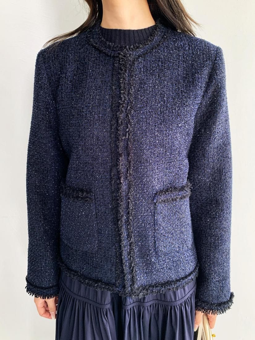 ジャケット・アウター Lumignon Papillon tweed fringe jacket ジャケット・アウター Lumignon Papillon tweed fringe jacket