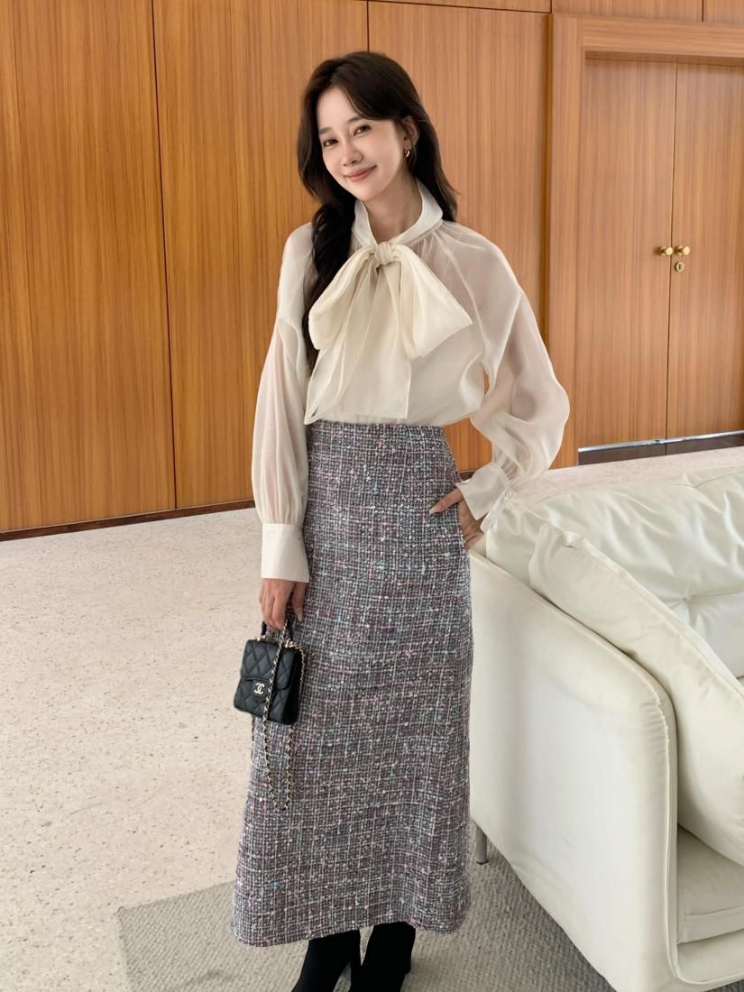 スカート TWEED SIDE ROUND SKIRT Tweed Boot Skirt | White House Black Market