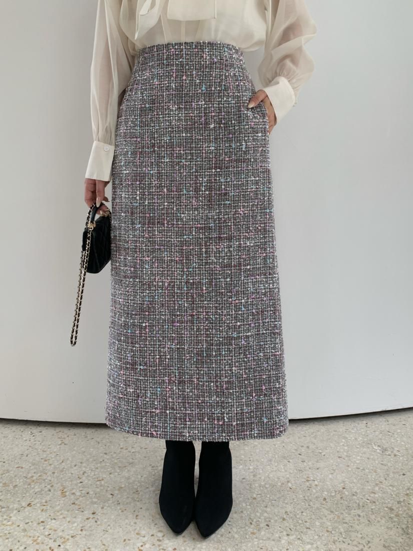 MIX TWEED TIGHT SKIRT - BIRTHDAY BASH