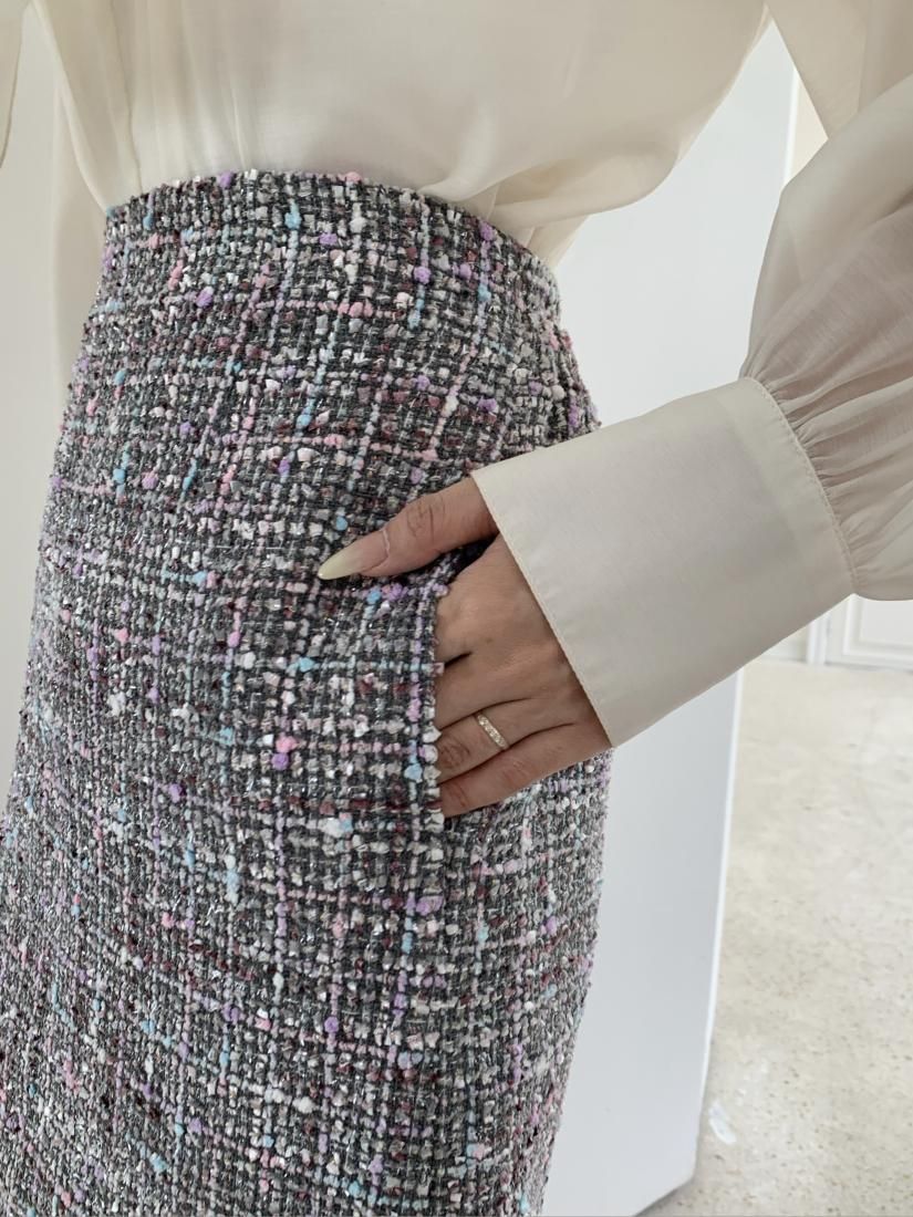 MIX TWEED TIGHT SKIRT - BIRTHDAY BASH