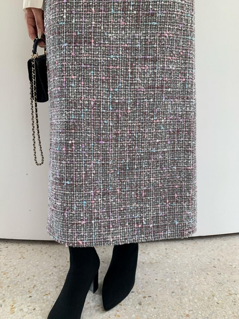 MIX TWEED TIGHT SKIRT - BIRTHDAY BASH