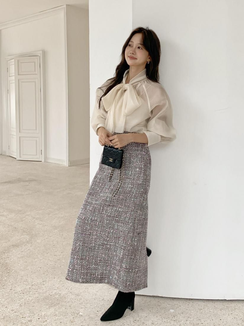 MIX TWEED TIGHT SKIRT - BIRTHDAY BASH