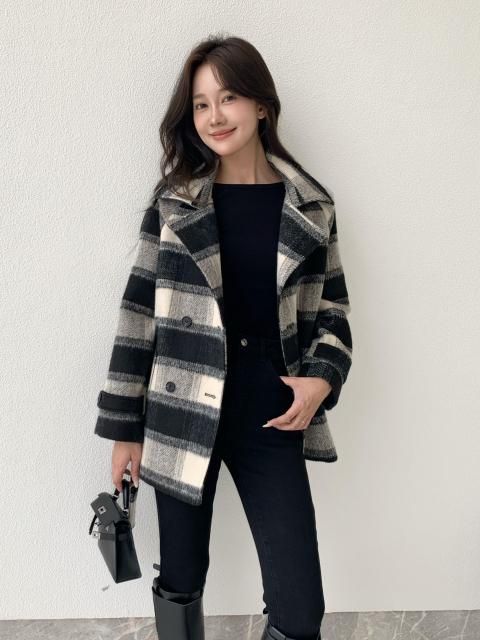 HATTY CHECK MIDDLE COAT