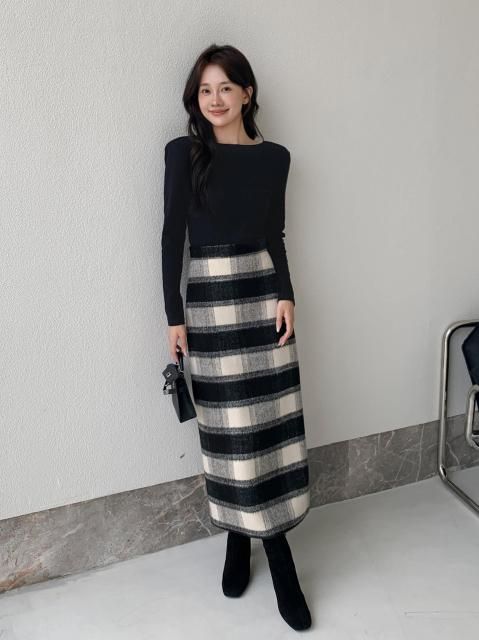 HATTY CHECK TIGHT SKIRT