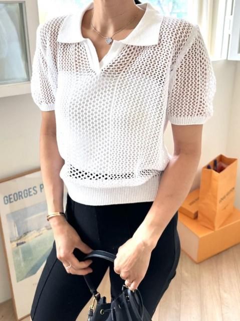 KR SHEER KNIT PUFFSLEEVE TOPS