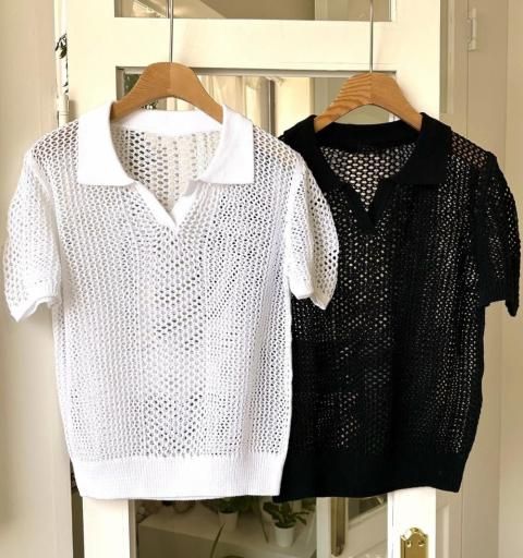 KR SHEER KNIT PUFFSLEEVE TOPS