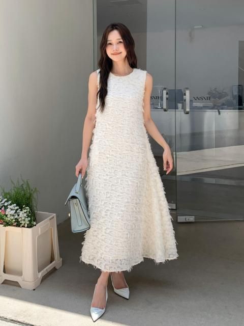 FLOWER JACQUARD A LINE DRESS