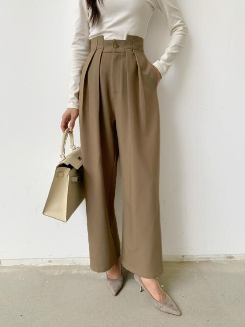 WAIST DECORATIVE TWO TUCK PANTS