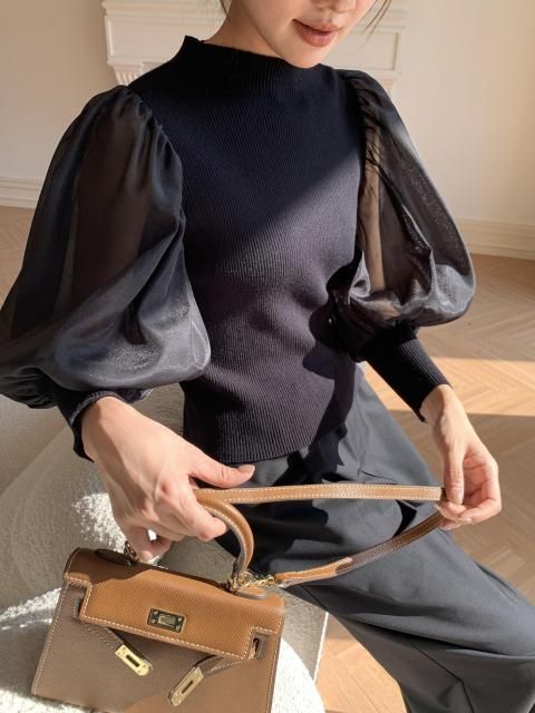 2WAY TULLE SLEEVE TOPS
