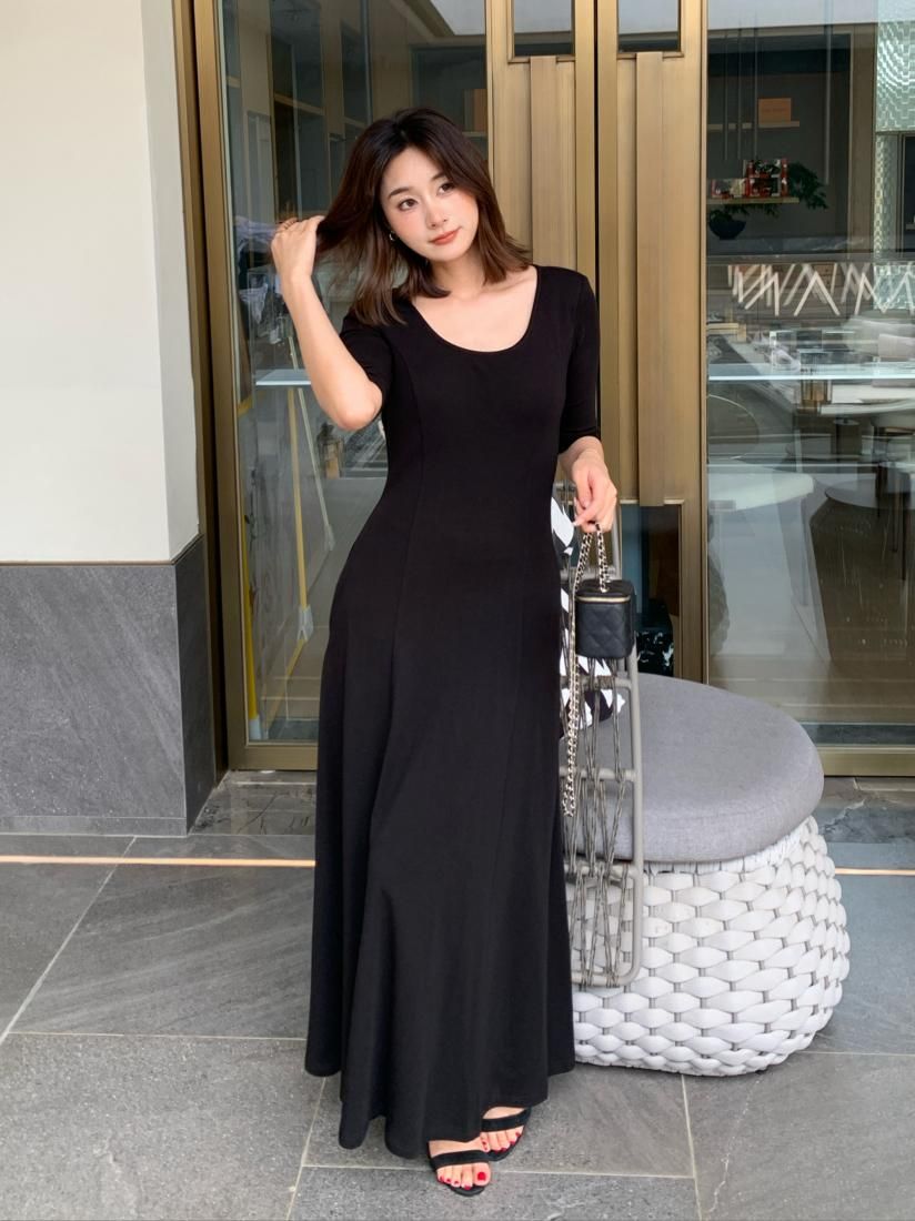 BirthdayBash Gather Flare Dress 黒　L JASPER GATHER FLARE DRESS - BIRTHDAY BASH