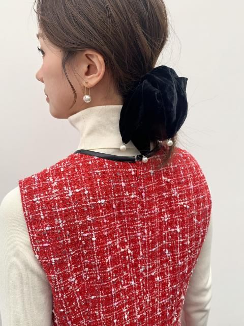 PEARL VELOR RIBBON SCRUNCHIE