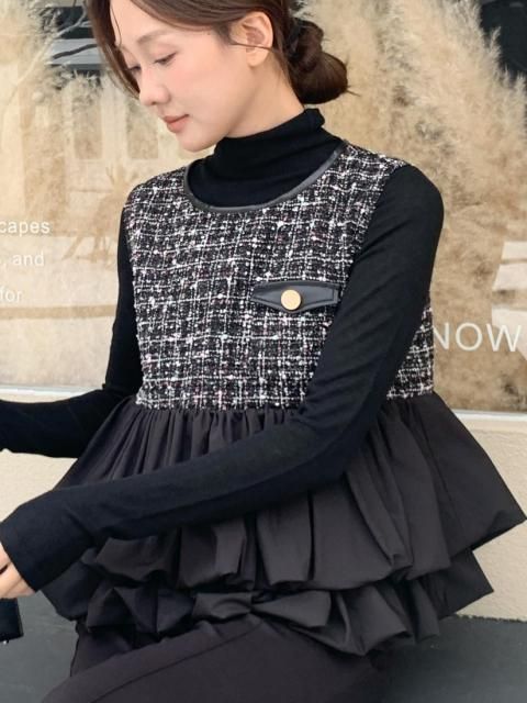 TWEED DOCKING PEPLUM TOPS