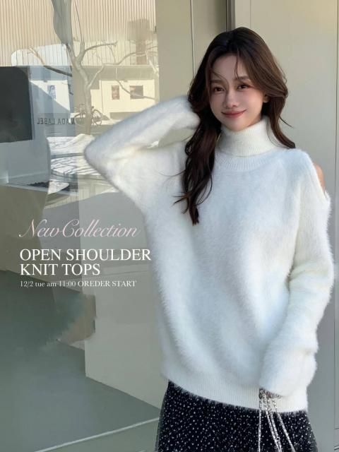 OPEN SHOULDER KNIT TOPS