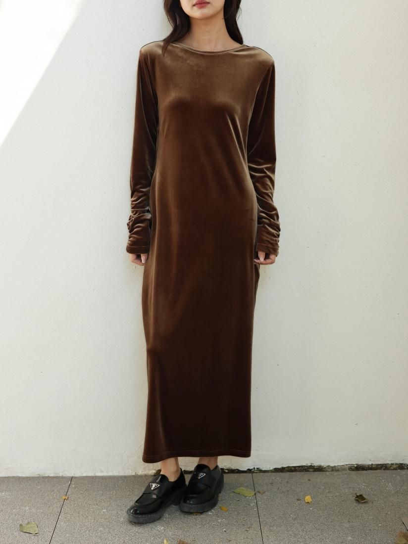 BACK OPEN VELOR LONG DRESS - BIRTHDAY BASH