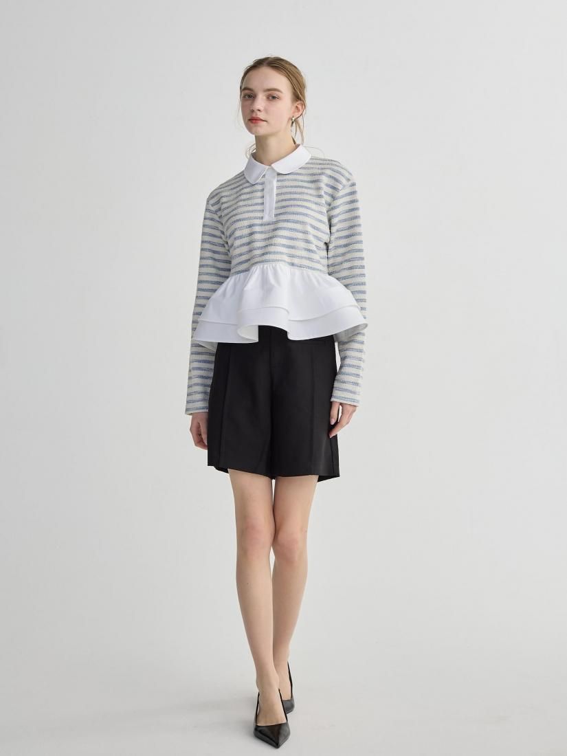 トップス birthdaybash BORDER POLO DOUBLEFRILLTOPS RE ORDER】BORDER POLO DOUBLE FRILL TOPS - BIRTHDAY BASH
