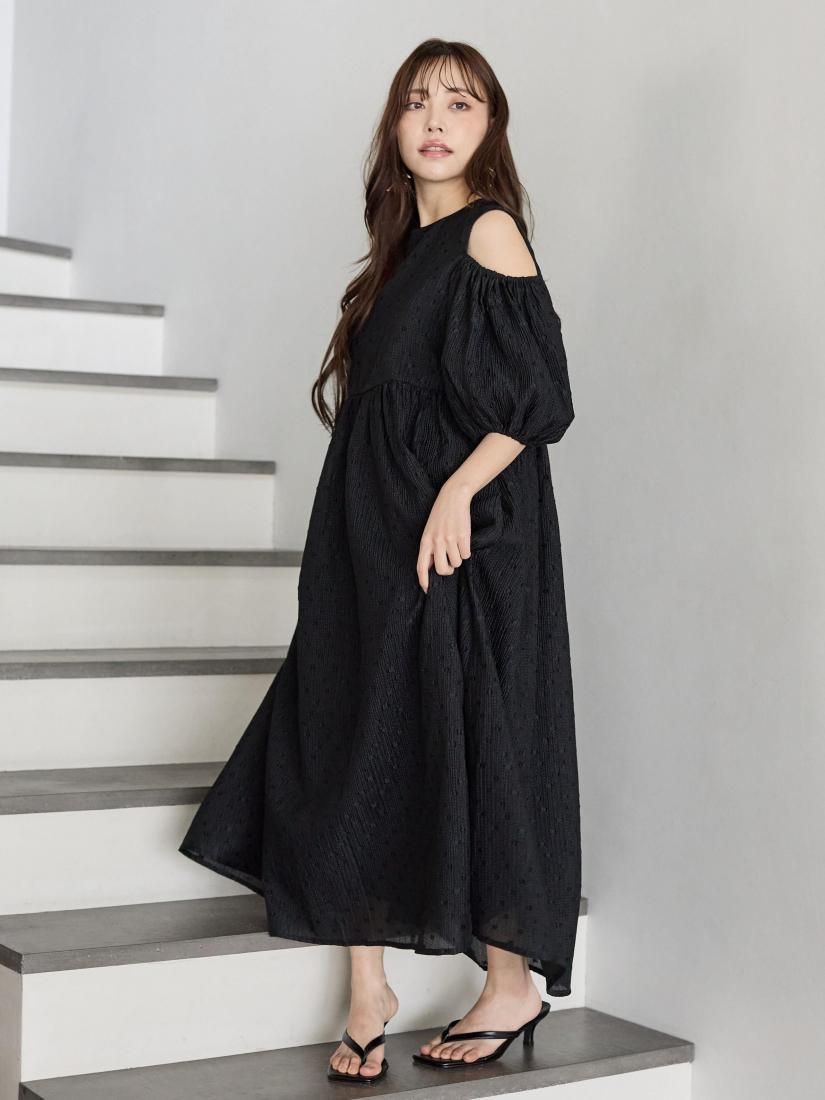 CUT OFF SHOULDER PUFF DRESS - BIRTHDAY BASH