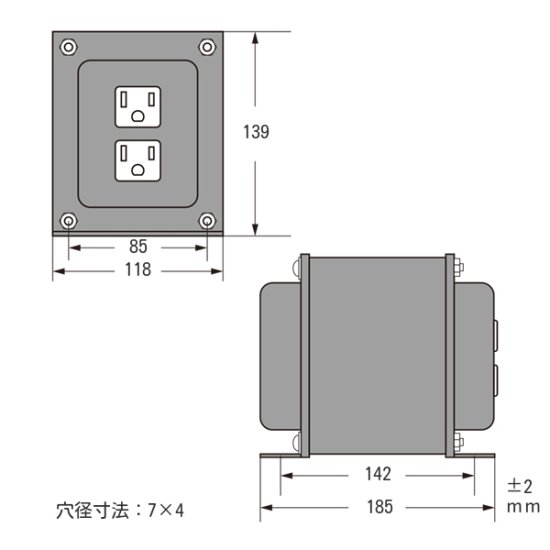 240V~220V⇒100V 1.5KVA 単相単巻トランス [TD-16] - 秋葉原のトランス専門店 東栄変成器