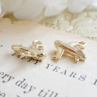 小さな飛行機チャーム | ミニタイプのゴールド・シルバー各2個