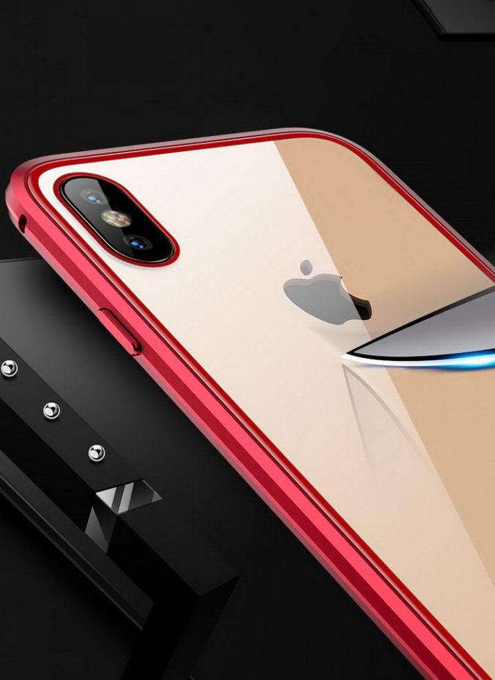 iPhone XS Max ケース アルミ バンパー クリア 透明 強化ガラス 液晶