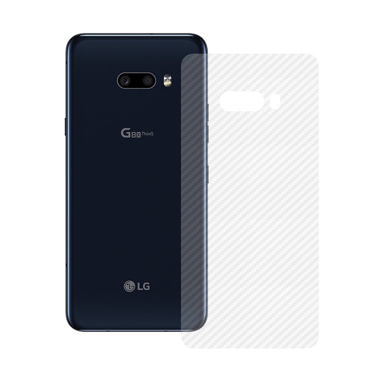 LG G8X ThinQ カーボン調 バックフィルム 背面保護フィルム エッジ保護 ...