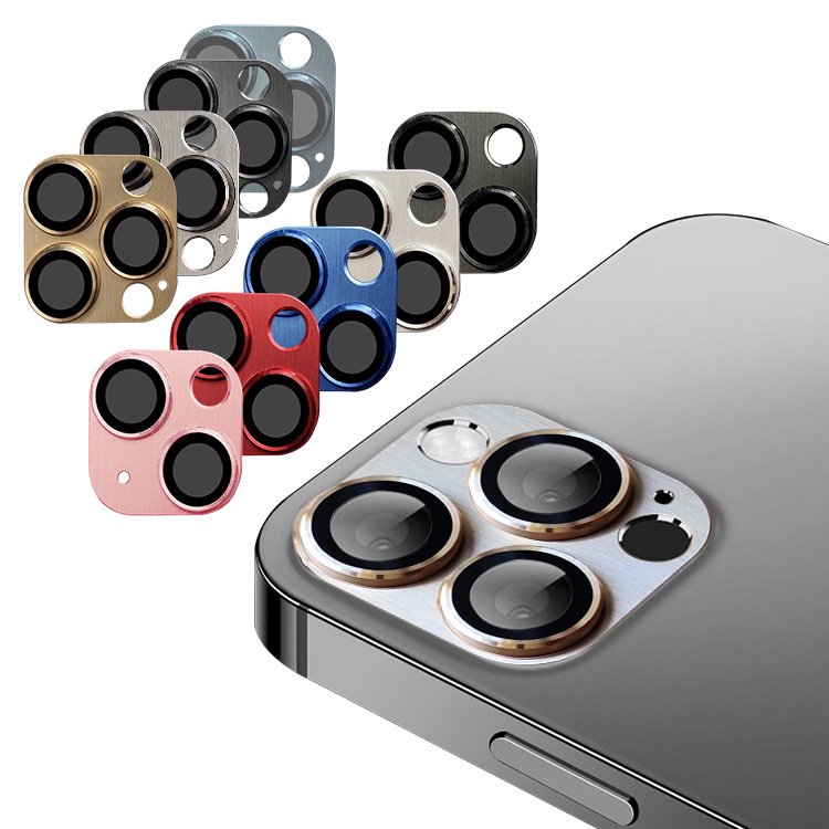 iPhone13 カメラカバー カメラ保護 mini/Pro/Pro Max 保護 アルミ 金属性 強化ガラス付き レンズ プロテクター -114  IT問屋