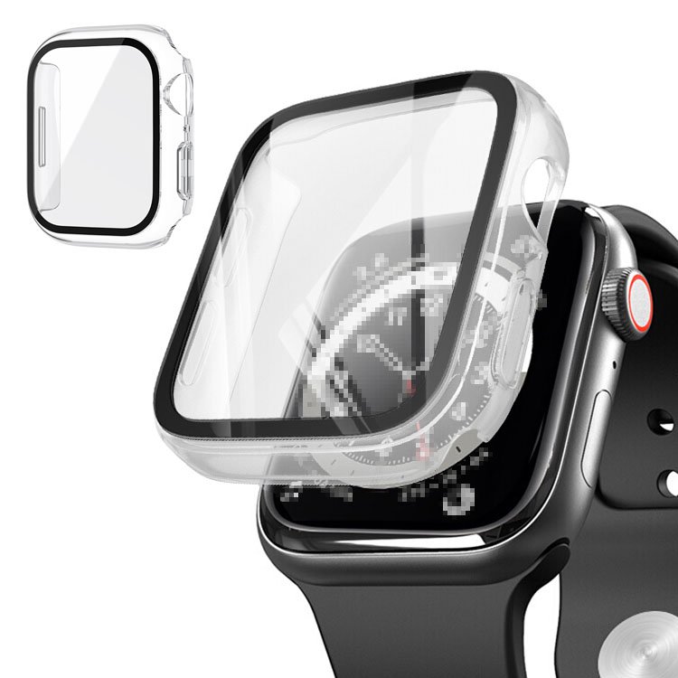 Apple Watch Series 8/7 ケース 透明ガラスフィルム ケース カバー 全面保護 液晶カバー アップルウォッチ シリーズ8/7  41mm/45mm ハードケース - IT問屋