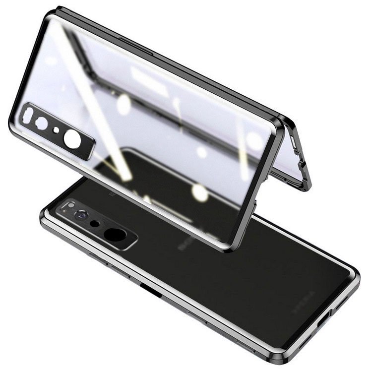 Sony Xperia 5 III ケース/カバー アルミバンパー クリア 背面半透明 前面強化ガラス +背面アクリル かっこいい ソニー  エクスぺリア5スリー アルミサイドバンパー - IT問屋