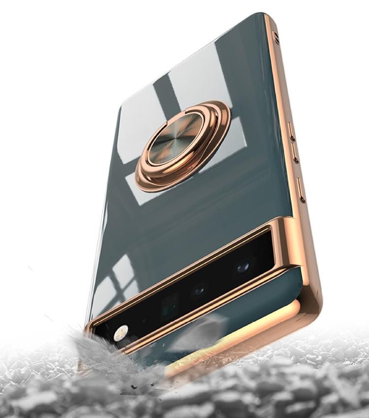 Pixel 6a ケース メッキ 一体型リング付き ストラップ穴あり 背面