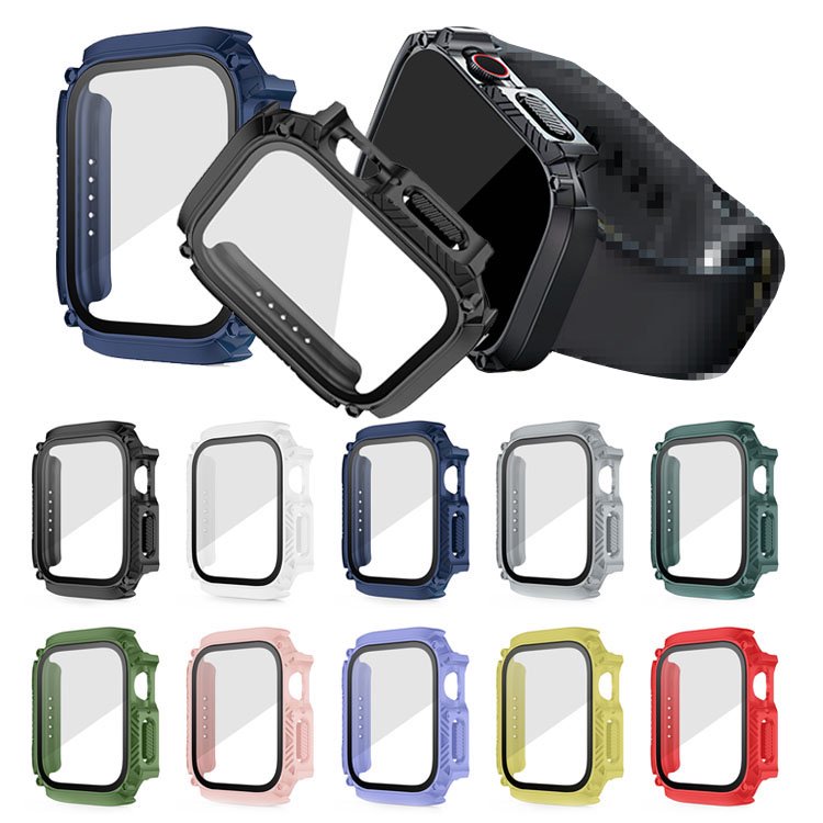 Apple Watch Ultra ケース Apple Watch Series 8 液晶保護カバー ウォッチ シリーズ8/7/ウルトラ 41mm/45mm/49mm  フィルム一体型 強化ガラス付き - IT問屋