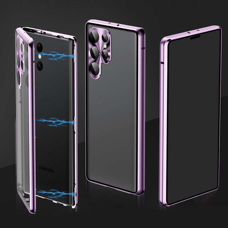 Samsung Galaxy S23 / S23+ / S23 Ultra ケース アルミ バンパー かっこいい アルミバンパー クリア 透明  背面半透明 前面強化ガラス レンズ強化ガラス - IT問屋