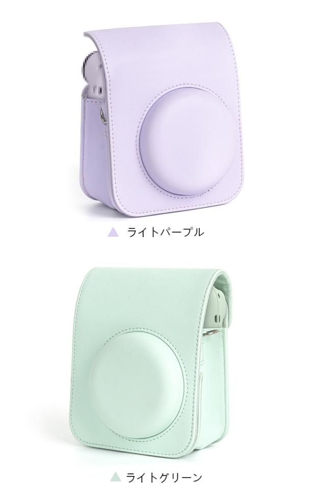 instax mini 12 ケース ショルダーストラップ付き PUレザー