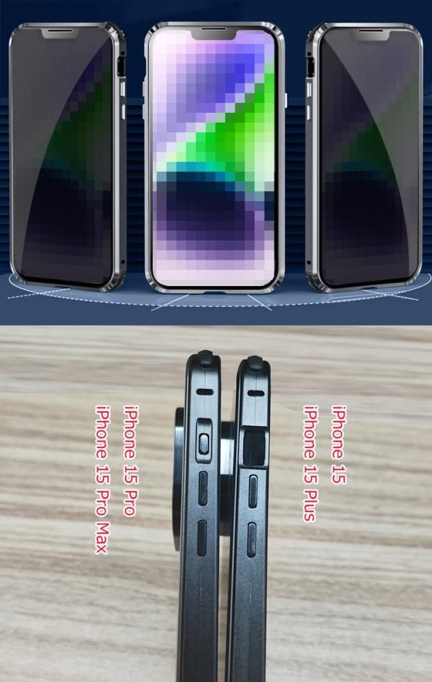 iPhone15 シリーズ ケース アルミ バンパー 覗き見防止 耐衝撃